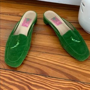 Lilly Pulitzer Green Corduroy Mules